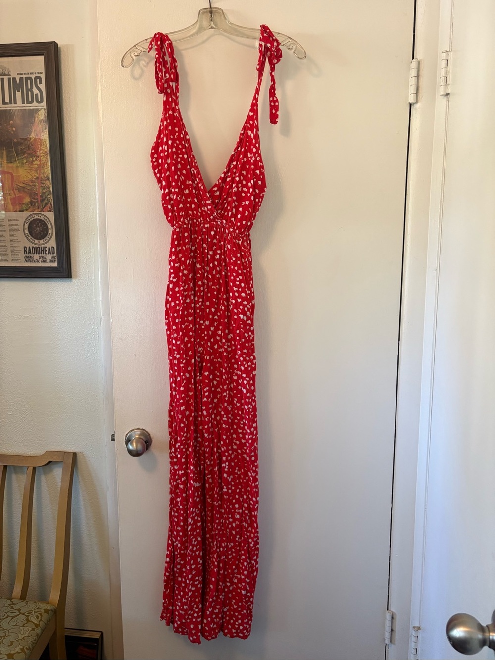 Maaji Red Tie-Shoulder Jumpsuit with White Dot Print